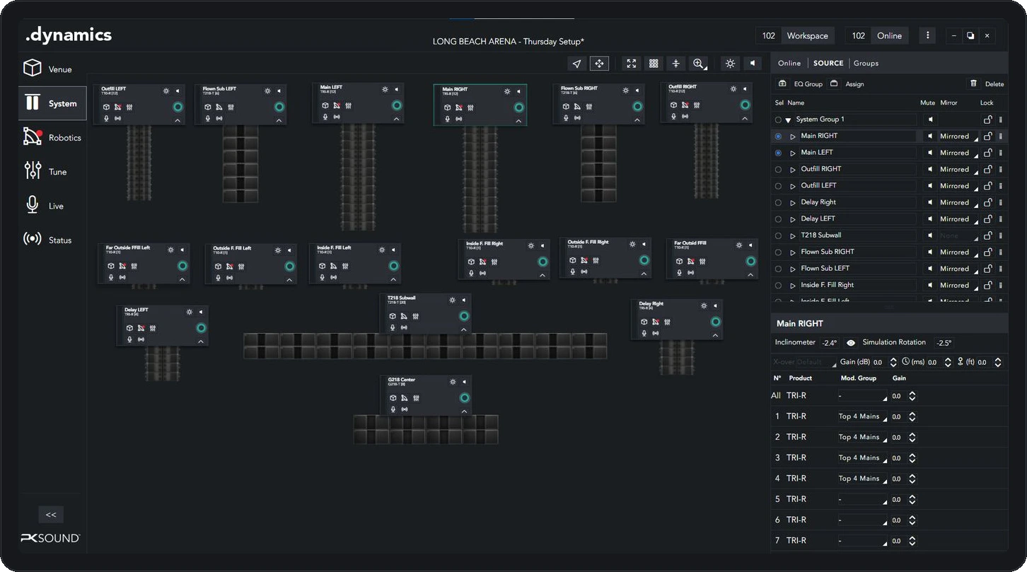 .dynamics – venue modelling, robotics, tuning and monitoring in one continuous workflow